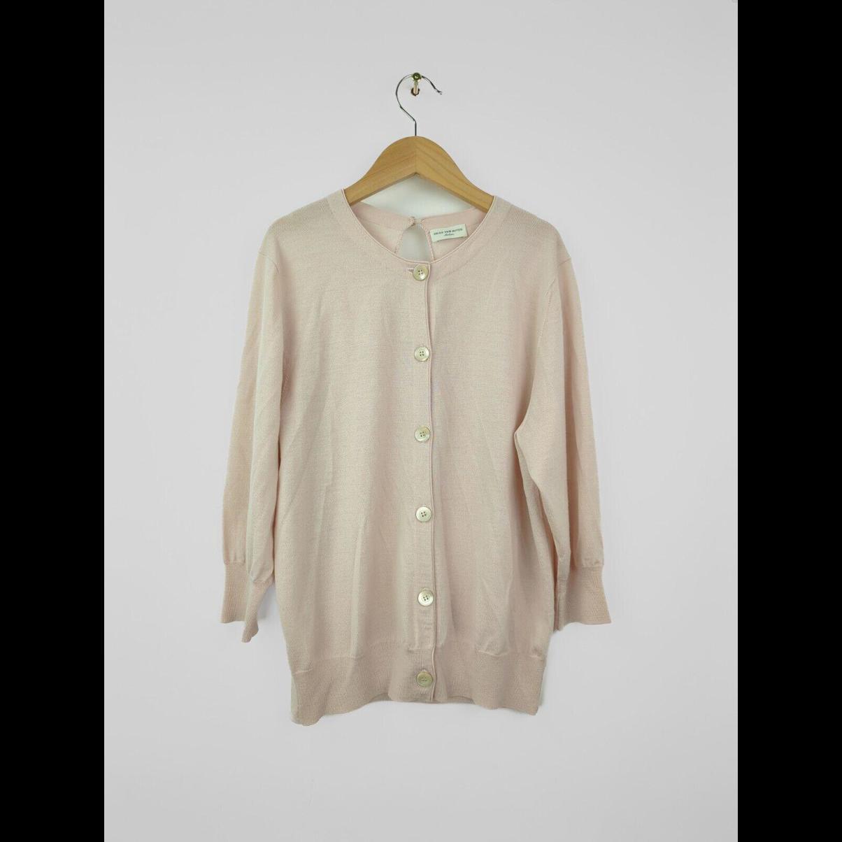 Dries Van Noten Women's Sz Us Medium M Pink Wool Cardigan Sweater